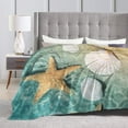thumbnail image 4 of Kll Fleece Blanket Plush Throw Blanket Starfish And Seashell On The Summer Beach,Soft Fuzzy Cozy Flannel Blanket For Couch Sofa Bed.(80"X60"), 4 of 9