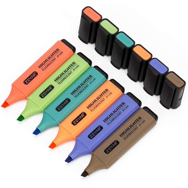 ZEYAR Highlighter Pastel Colors Chisel Tip Marker Pen, Assorted Colors, Water Based, Quick Dry