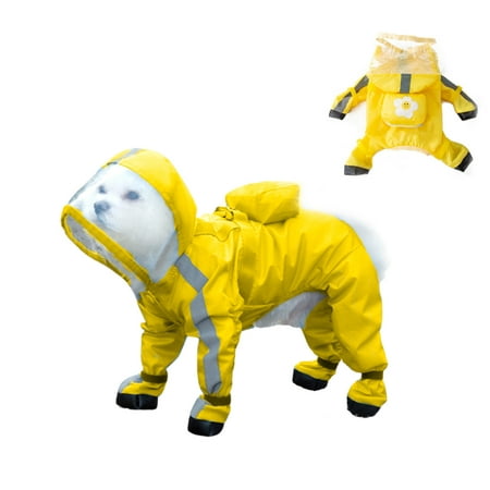 BT Bear Dog Raincoat and Rain Shoes Set  Full-Coverage Reflective Dog Jacket with Backbag  Dog Raincoat with Rain Boots Set for Small Medium Dogs Yellow 2XL