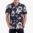 thumbnail image 1 of Balery Cartoon Spaceship Camisa Polo de Hombre con Estampado, de Manga Corta y Tejido Medio, Camisa Tipo Golf Polo-Medium, 1 of 6