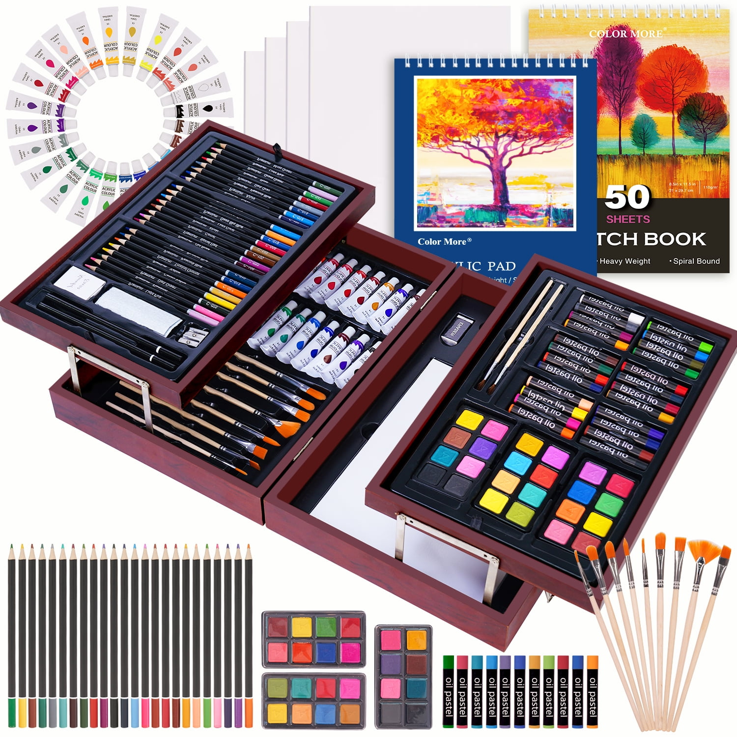  Hapikalor Art Supplies,156-Pack Deluxe Art Set Drawing Kit with  2 Sketch Book, Arts and Crafts, Art Supplies for Girls Ages 6-8 9-12 13 14 Year  Old Girl, Cool Christmas Birthday Gifts