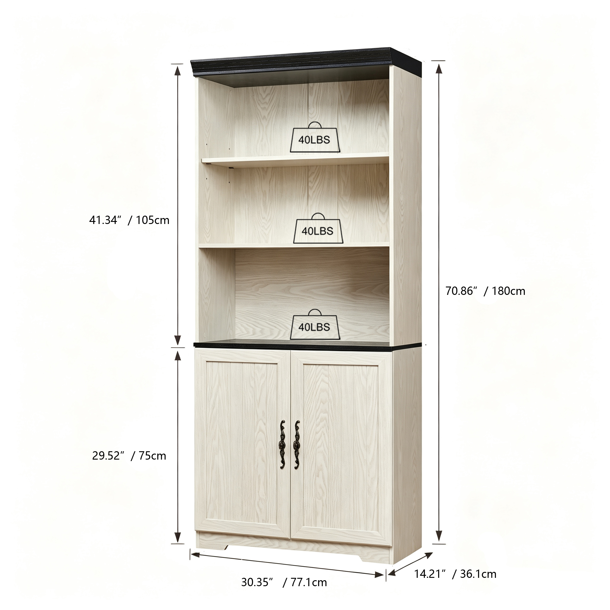 71" Tall 2 PCS Storage Bookcase with Adjustable Open Shelves and oor Cabinet, 3 Tier Display Bookshelf