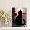 thumbnail image 2 of UXIEQU Black Cat Red Rose Silhouette Canvas Wall Art 15.75x11.81 Inches, 2 of 8