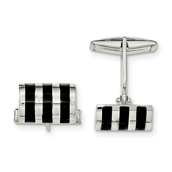 Sterling Silver Onyx Cufflinks QQ576