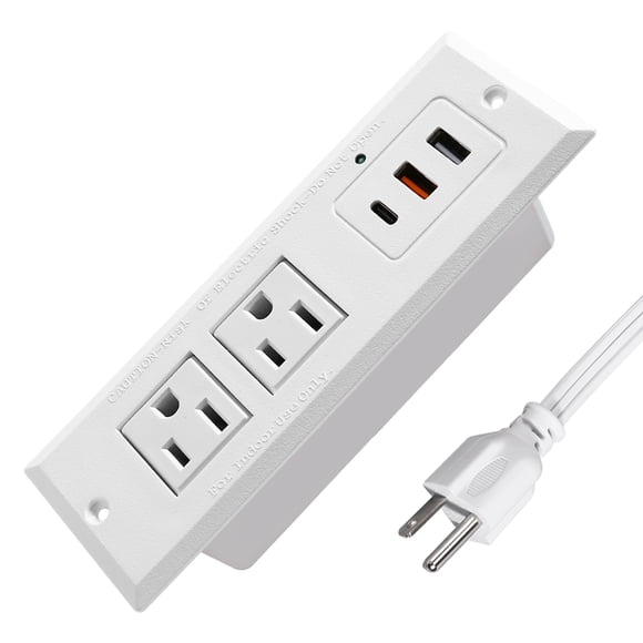 20W PD USB C Desk Power Strip, Recessed Outlet,Fast Charge, 6.56ft Extension Cord for Nightstand Countertop