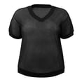 thumbnail image 4 of DARING DIVA Women's Plus Half Sleeve Waffle Knit Blouse Casual Top 1X Black, 4 of 6
