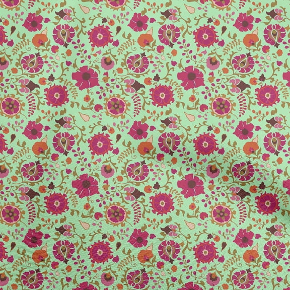 oneOone Polyester Spandex Mint Green Fabric Asian Suzani Sewing Fabric By The Yard Printed Diy Clothing Sewing Supplies 56 Inch Wide