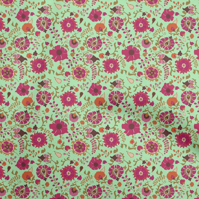 oneOone Georgette Viscose Mint Green Fabric Asian Suzani Craft Projects Decor Fabric Printed By The Yard 42 Inch Wide