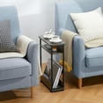 thumbnail image 4 of End Table for Narrow Space, 3 Tier Narrow Side Tables Modern Sofa Table with Storage Shelf, Bedside Table Slim Nightstand with Magazine Rack Living Room Home Office,Grey, 4 of 8
