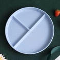 thumbnail image 1 of Plat Alimentaire à Trois Compartiments, Micro-Ondes Sûr, Assiette Ronde Réutilisable en PP, Vaisselle pour Adultes, Contrôle des Portions, Compartiments de Régime - Bleu, 1 of 6
