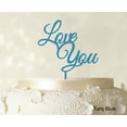 thumbnail image 1 of Love You Wedding Cake Topper Turquoise Blue Cake Topper Color Option Available 6-7 Inches Wide, 1 of 1