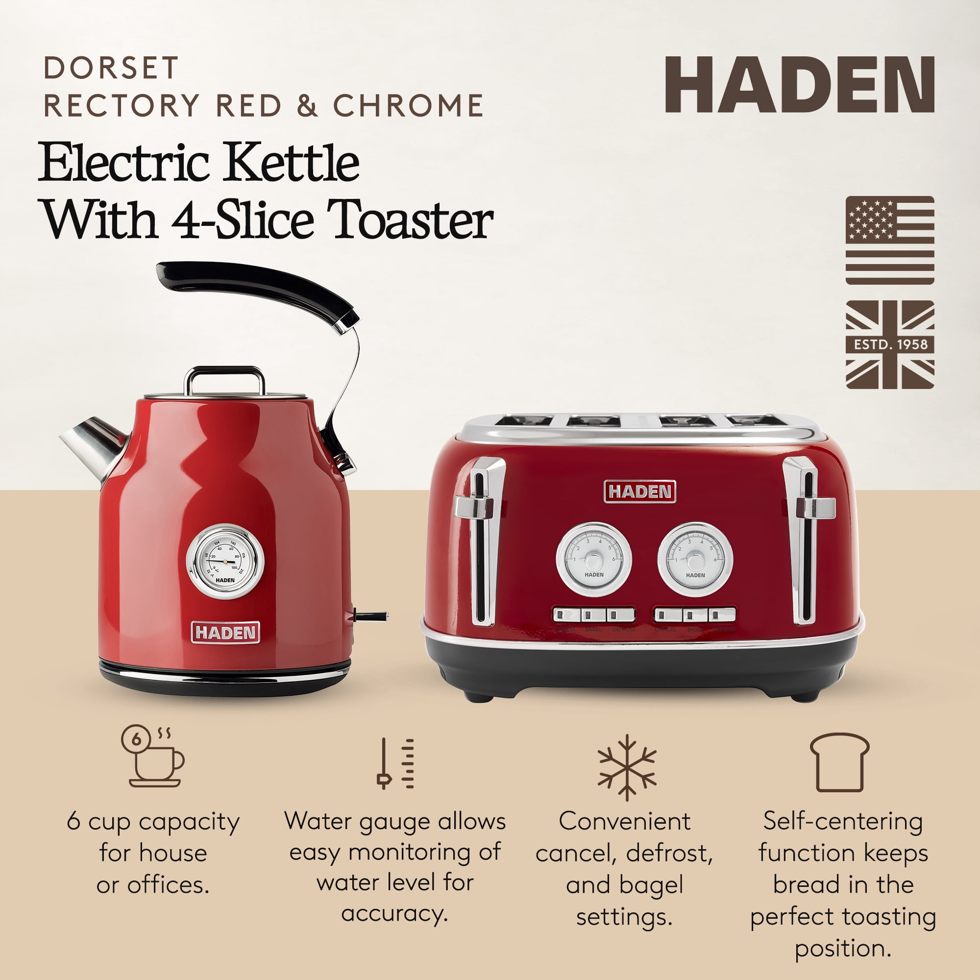 Haden Dorset Kitchen Appliances: 1.7 Liter Stainless Steel