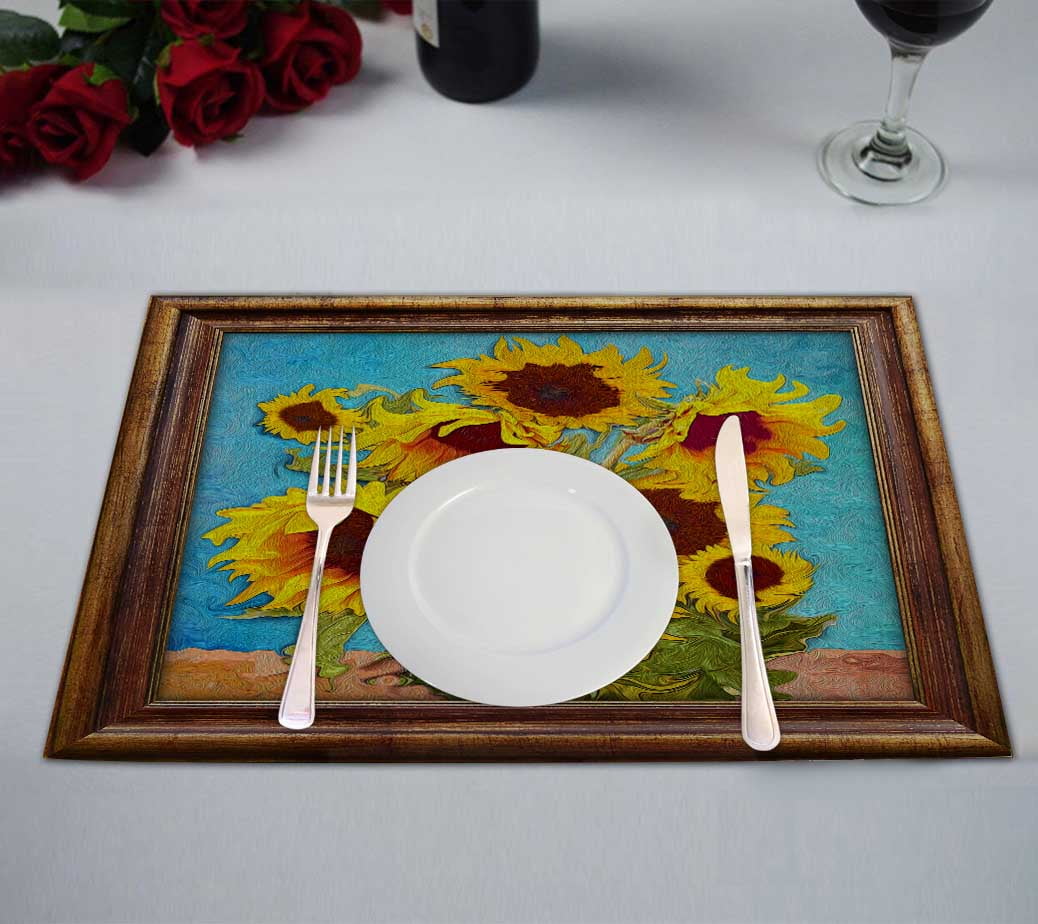 PKQWTM Sunflowers Kitchen Dining Table Mats Placemats Size 12x18 Inches