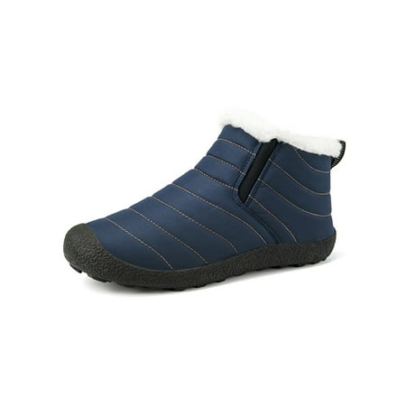 

Colisha Womens Comfortable Plush Lining Winter Shoes Walking Breathable Snow Boots Slip On Casual Comfort Shoe High-top Deep Blue 9