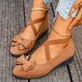 thumbnail image 4 of Women's Bowknot Suede Dress Ballet Flats Low Wedge Pointed Toe Slip On Loafers with Elastic Ankle Strap Casual Dress Shoes Black Size 6.5, 4 of 9