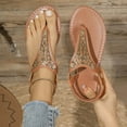 thumbnail image 5 of Flip Flops for Women 2026 Beach Summer Comfortable Strappy Flat Walking Thong Sandals with Elastic Strap Brown Size 36-43, 5 of 9