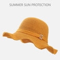 thumbnail image 4 of TIEVOSA Womens Hat Summer Sun Hat Beach Tourism Hat Ruffle Edge Bow Sun Hat（Yellow）, 4 of 5