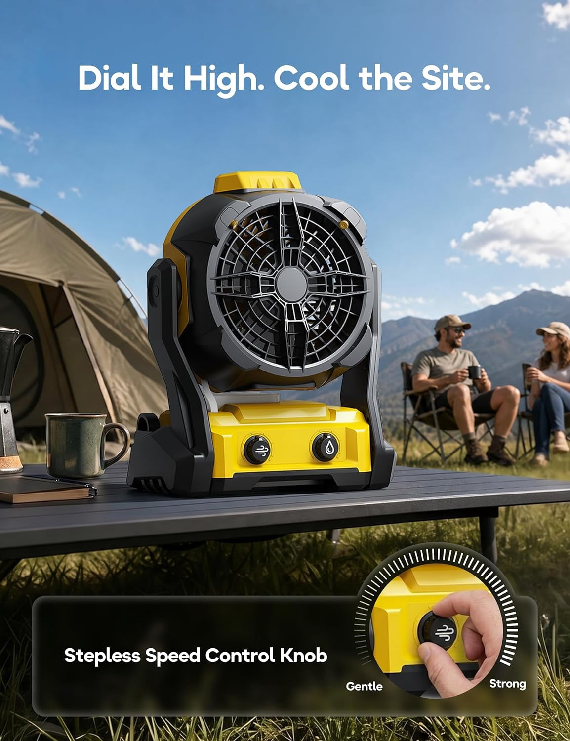 Misting Fan for DeWalt 20V Max Battery, Cordless Portable Spray Cooling Fan with USB Port & Hanging Hook, Variable Speed, Ideal for Jobsite, Camping, Outdoor & Indoor Use (Bare Tool)