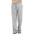 thumbnail image 3 of LISTHA Men'S Linen Pants Casual Loose Fit Trousers 2024 Oversized Beach Summer Pants Funny Multi Pocket Plain Baggy Pants Light Gray L, 3 of 4