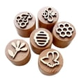 thumbnail image 1 of Sellos de madera redonda de juguetes para aprender, artesanía de arte, sellos de arcilla para tarjetas que hacen bricolaje artesanía de decoraciones Flores de ciclo de abejas, 1 of 8