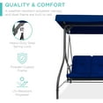 thumbnail image 4 of CHAUKY 3-Seat Outdoor Large Converting Canopy Swing Glider, Patio Hammock Lounge Chair for Porch, Backyard w/Flatbed, Adjustable Shade, Removable Cushions - Navy, 4 of 7