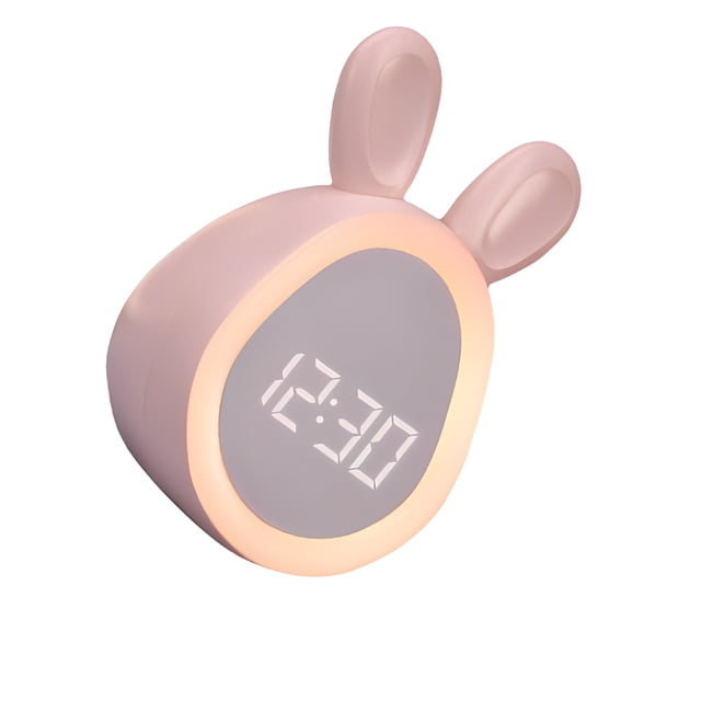 Injueey Reloj despertador para niños, relojes digitales electrónicos para niños con luz nocturna, música, cabecera, despertador, Decoración del hogar Rosa
