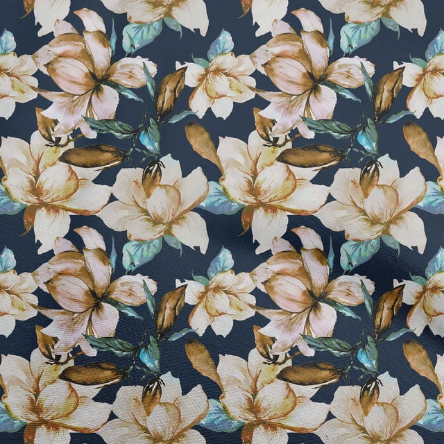 oneOone Velvet Dark Navy Blue Fabric Florals Sewing Craft Projects Fabric Prints By Yard 58 Inch Wide