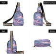 thumbnail image 3 of Stylish Leather Crossbody Bag 8.46x5.9x2.16In Easy To Carry Multi-Purpose Travel Hiking Shopping Fashion Bag Cartoon Purple Cloud, 3 of 7
