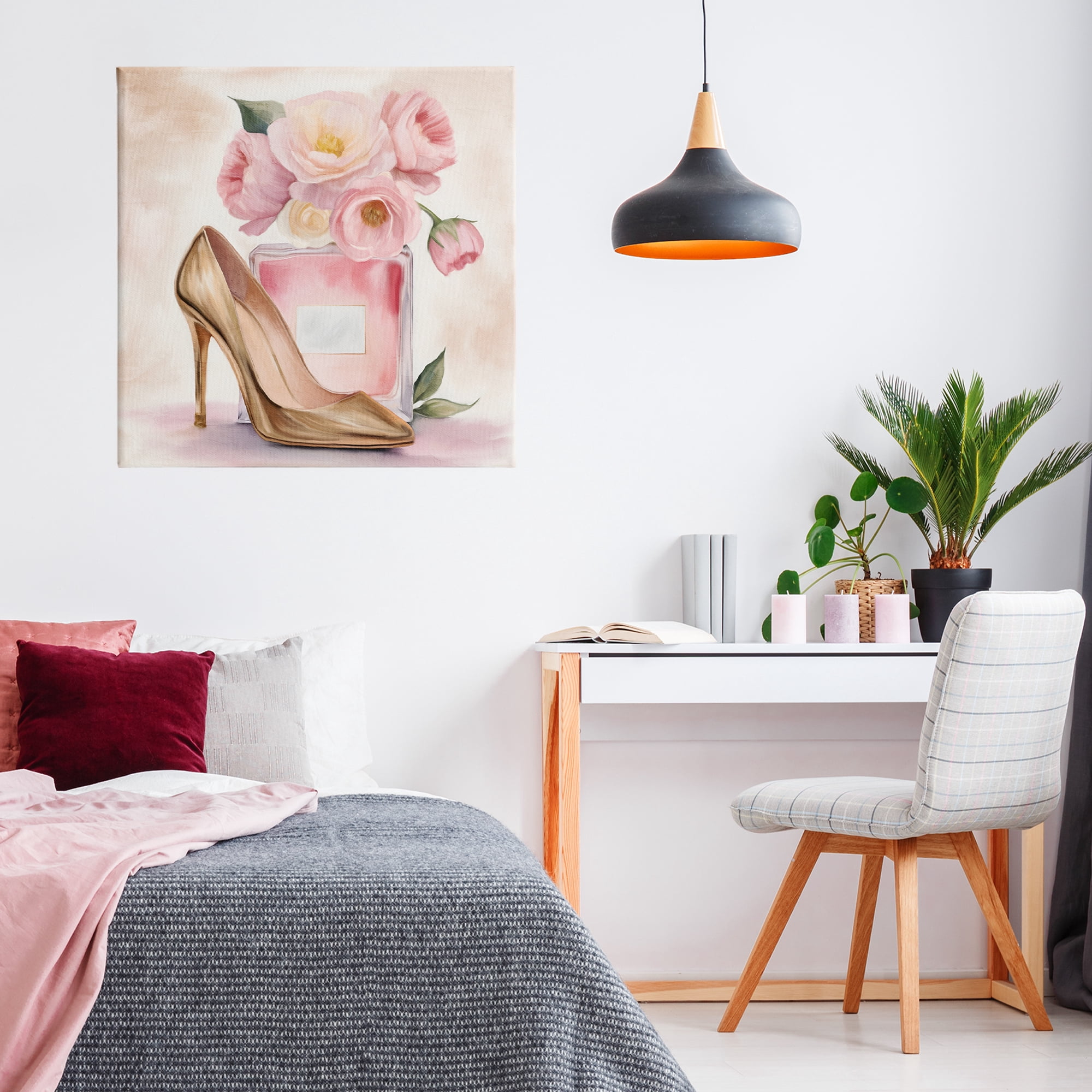 Stupell Industries Pink Beauty Heel & Flowers Canvas Wall Art, design by Kim Allen