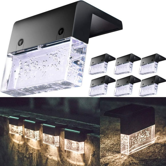 Set of 6 Patio Lights for Fence Posts - Decorative Outdoor Garden Lighting - Stays On All Night