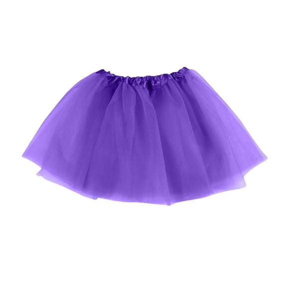Girls Tulle Tutu Skirt Summer Mesh Princess Dance Skirt Elastic Waist Layered Half Body Skirt for Birthday Party School Dress Up 3-10 Years Purple