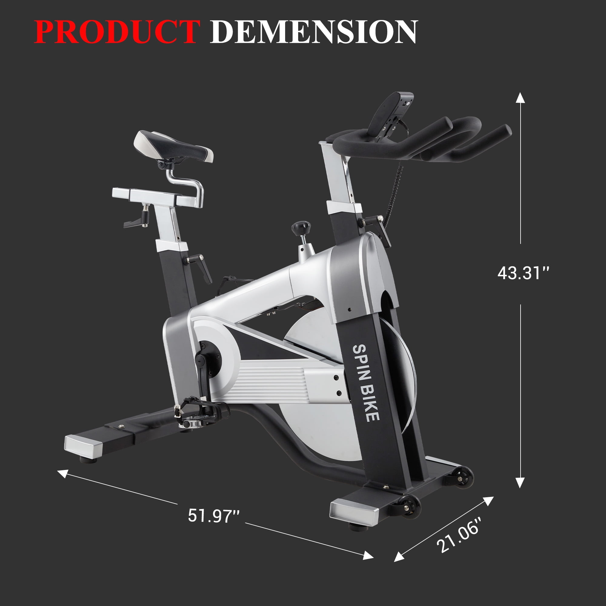 Magnetic Exercise Bike Indoor Cycling Bike for Home Cardio Workout Stationary Bike Heavy-Duty Flywheel Quiet Belt Drive
