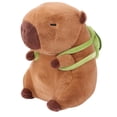 thumbnail image 1 of 40cm Relaxed Capybara Plush Toy - Brown Water Rodent Stuffed Animal with Tiny Green Turtle Riding on Back, 1 of 7