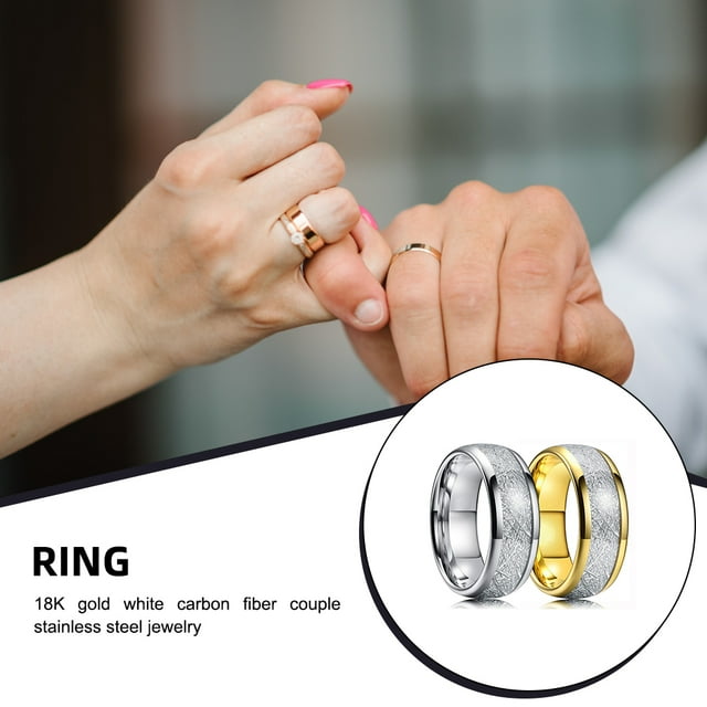 Stainless Steel Ring Jewelry Delicate Rings Dressing Up Decorative Accessory for Wedding Engagement Party Daily Working Gold Size 6