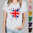 thumbnail image 4 of WREESH Women's Round Neck Uk Flag Print T-Shirt Short Sleeve Fashion Blouse Pink, 4 of 5