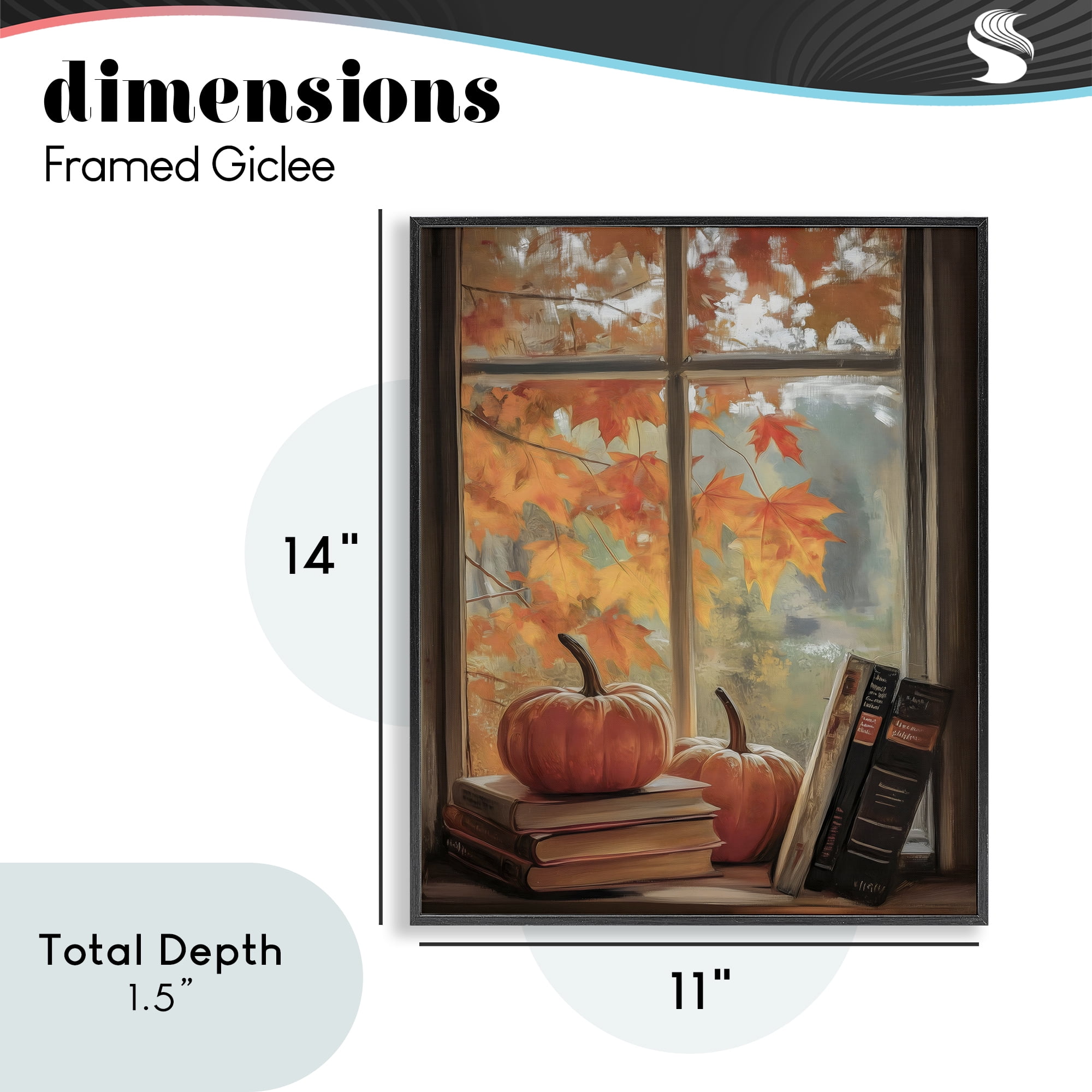 Cozy Fall Window Books Black Framed Giclee Art, design by Arlington Prints