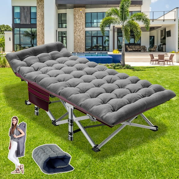 NAIZEA Folding Camping Cot, 75" Sleeping Cot for Adults ,Foldable Guest Bed with Carry Bags and Mattress