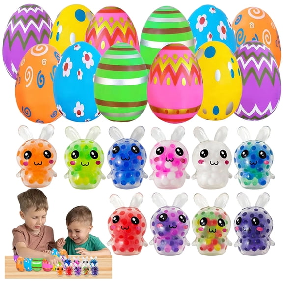 JHEHF Easter Eggs with Toys 12pcs Filled Easter Eggs Cute Colorful Fillable Eggs Easter Basket Stuffers and Gifts Party Supplies Decor Easter Gift