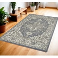 thumbnail image 5 of 5' X 7' Blue and Ivory Medallion Power Loom Distressed Area Rug, 5 of 11