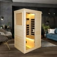 thumbnail image 6 of HOSAUNA Infrared Home Sauna Room,Personal  Low-EMF Spruce Wooden Indoor Sauna Spa,900W/110V Heaters, 10 Minutes Pre-Warm up, with Bluetooth Music Player, Ambient Light, and Speaker, 6 of 7