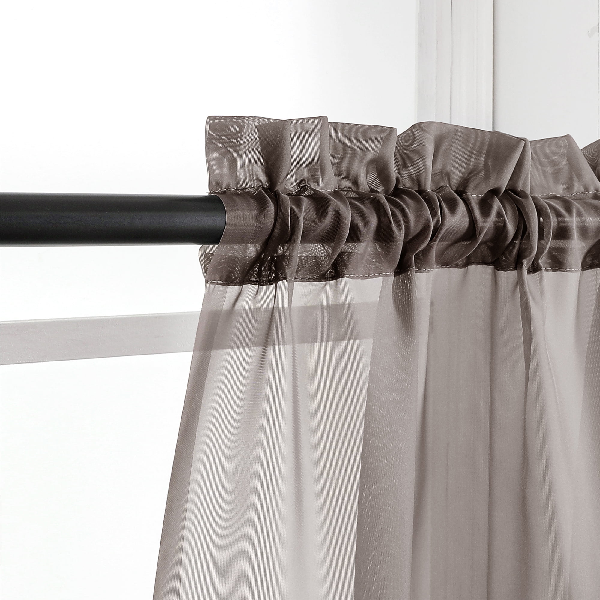 OVZME 2 Pieces Sheer Curtain Panel Set 84" inches Long, Top Dual Rod Pocket Solid Voile Window Drape(图3)