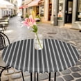 thumbnail image 3 of Grey Lines Elastic Fitted Round Table Cover Stripe Waterproof Outdoor Tablecloth for Holiday Party, Picnic, Patio & Dining Fits Tables Up to 55"-60", 3 of 8