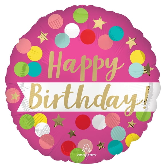 17" Pink Confetti Happy Birthday Balloon, by Way To Celebrate