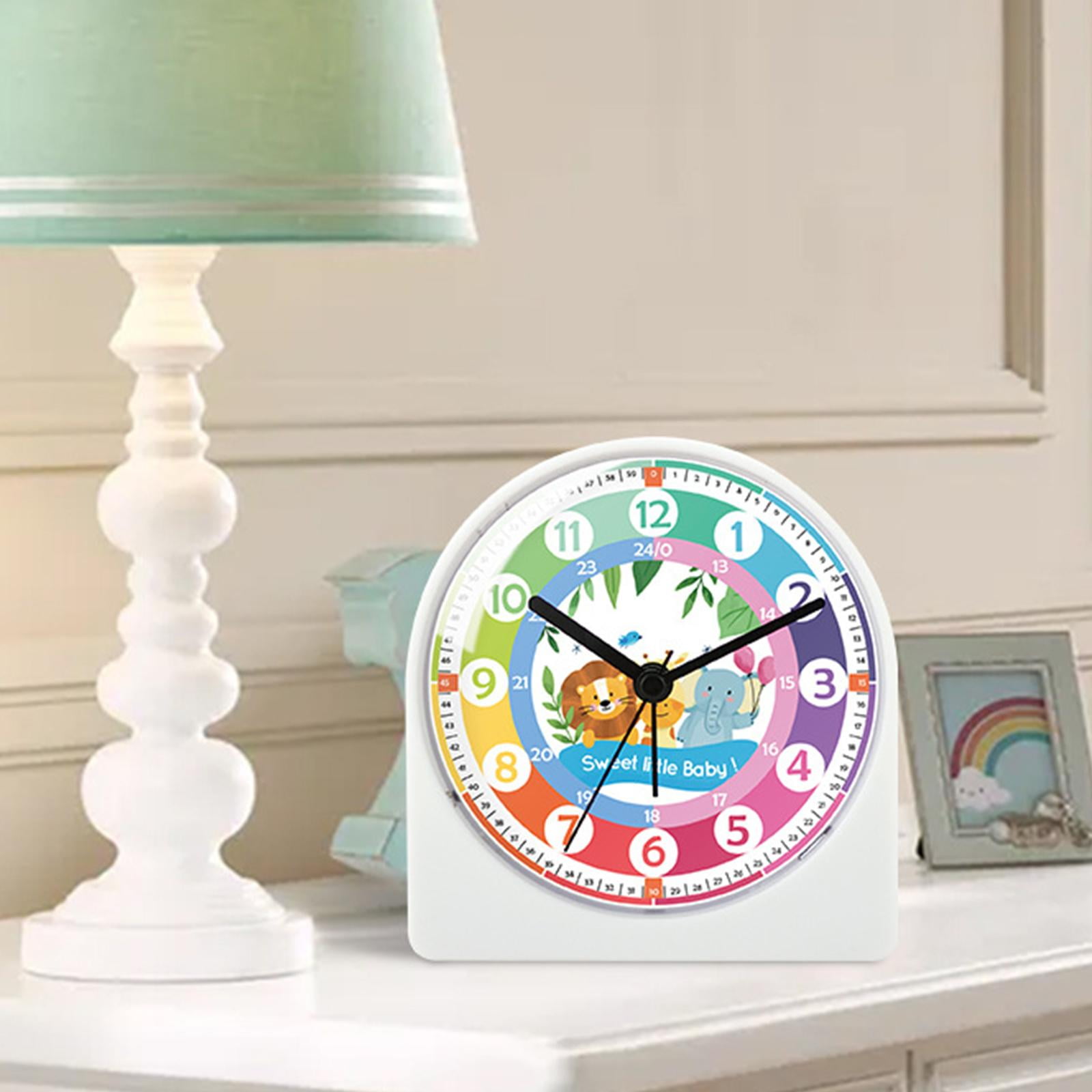 Cartoon Analog Clock with Night Light ,Non Ticking Table Clocks