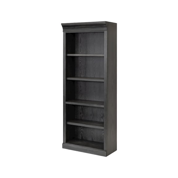 Traditional Wood Open Bookcase Office Storage Fully Assembled Black