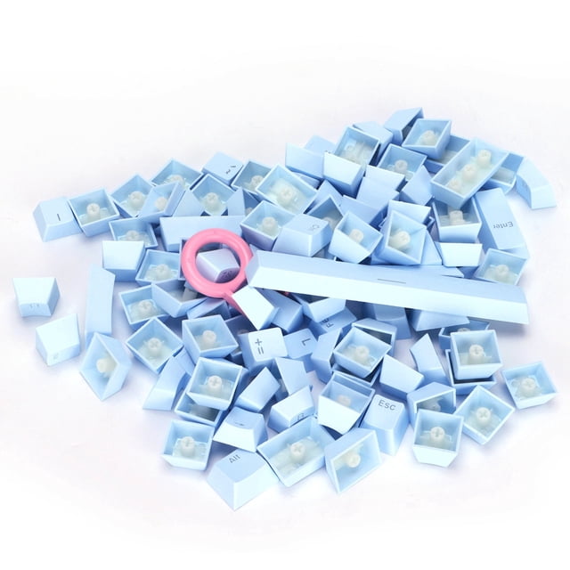Teclas PBT de diseño ergonómico, resistentes al aceite, coloridas, 108 teclas para videojuegos, para teclado mecánico, color azul claro