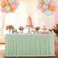 thumbnail image 6 of White Tulle Table Skirt with Ruffled Edge | 48-Inch Extra Long Recyclable Tablecloth for Wedding, Birthday & Banquet Decor | 1-Pack, 6 of 6