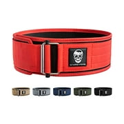 Gymreapers Quick Locking Weightlifting Belt for Bodybuilding, Powerlifting, Cross Training - 4 Inch Neoprene with Metal Buckle - Adjustable Olympic Lifting Back Support (Red, Medium)