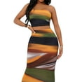 thumbnail image 3 of SAYOO Off Shoulder Tie Dye 2 Piece Skirt Set Sleeveless Cropped Tube Top Bodycon Midi Skirt Multicolor Sets Dress Outfits for Women, 3 of 5