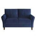 thumbnail image 2 of Sarah 57 Inch Loveseat- Blue Velvet- Stitch Tufting- Reversible Cushions, 2 of 6